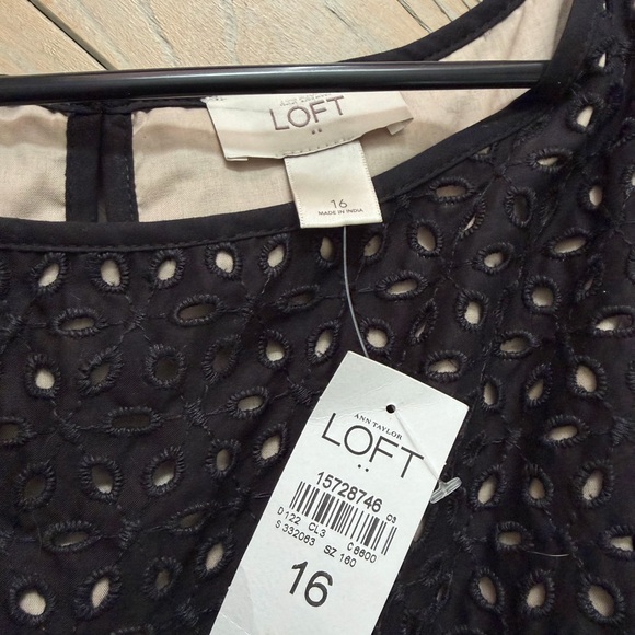 LOFT Black Sleeveless Eyelet Mini Dress - Picture 4 of 6